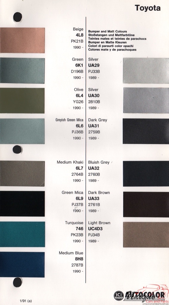 1989 - 1992 Toyota Paint Charts Autocolor 2